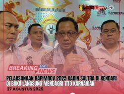 Pelaksanaan Rapimrov 2025 Kadin Sultra di Kendari DiBuka Langsung Mendagri Tito.
