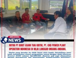 Mitra PT Bukit Asam Tuai Kritik, PT. CHD Power Plant Operation Indonesia di Nilai Langgar Undang-Undang.