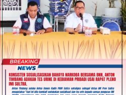 Konsisten Sosialisasikan Bahaya Narkoba Bersama BNN, Anton Timbang Adakan Tes Urine di Kediaman Pribadi Usai Rapat Pleno IMI Sultra.